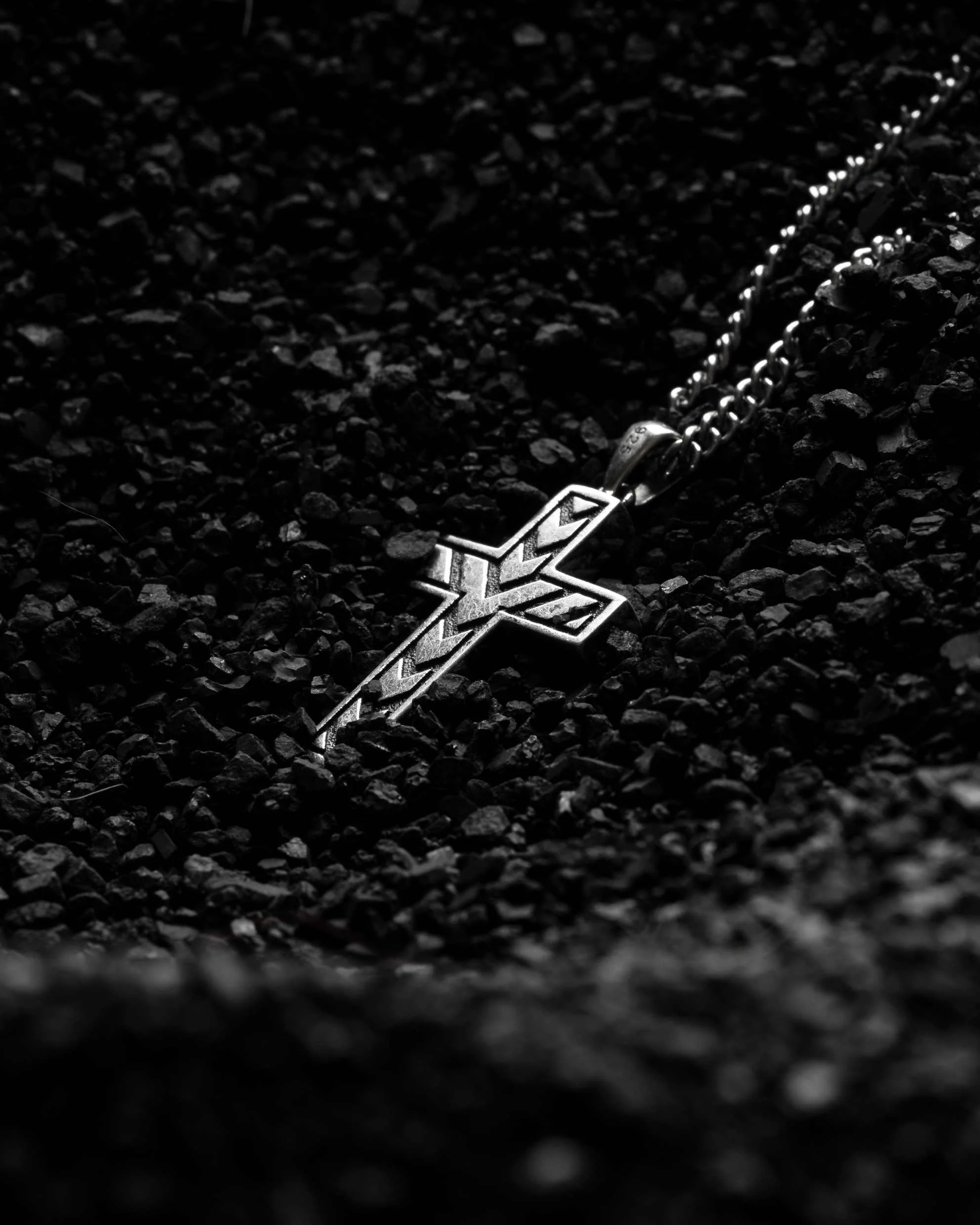 Stone Cross Curb Set - Sterling Silver - Image 4