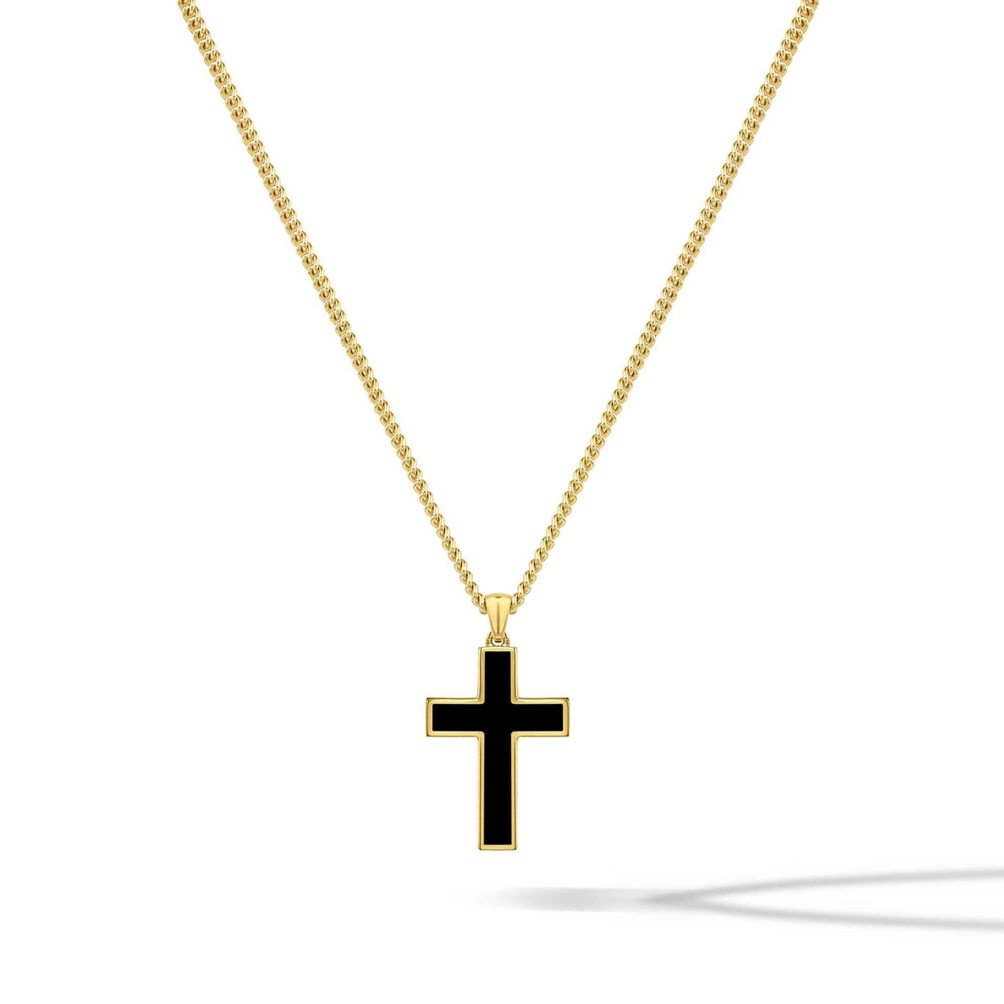 Stone Cross Pendant - 14K Gold Onyx - Image 10