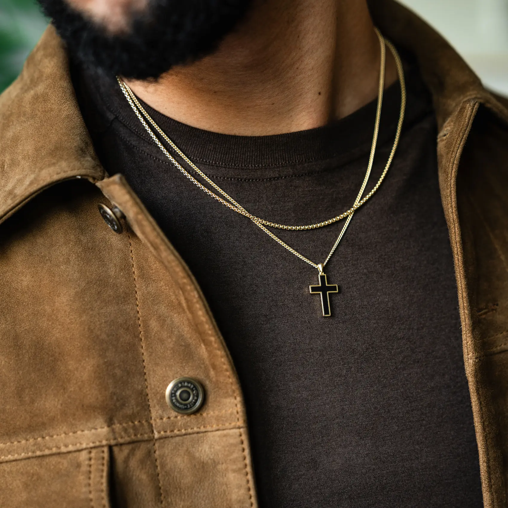 Stone Cross Pendant - Gold Set - Image 4