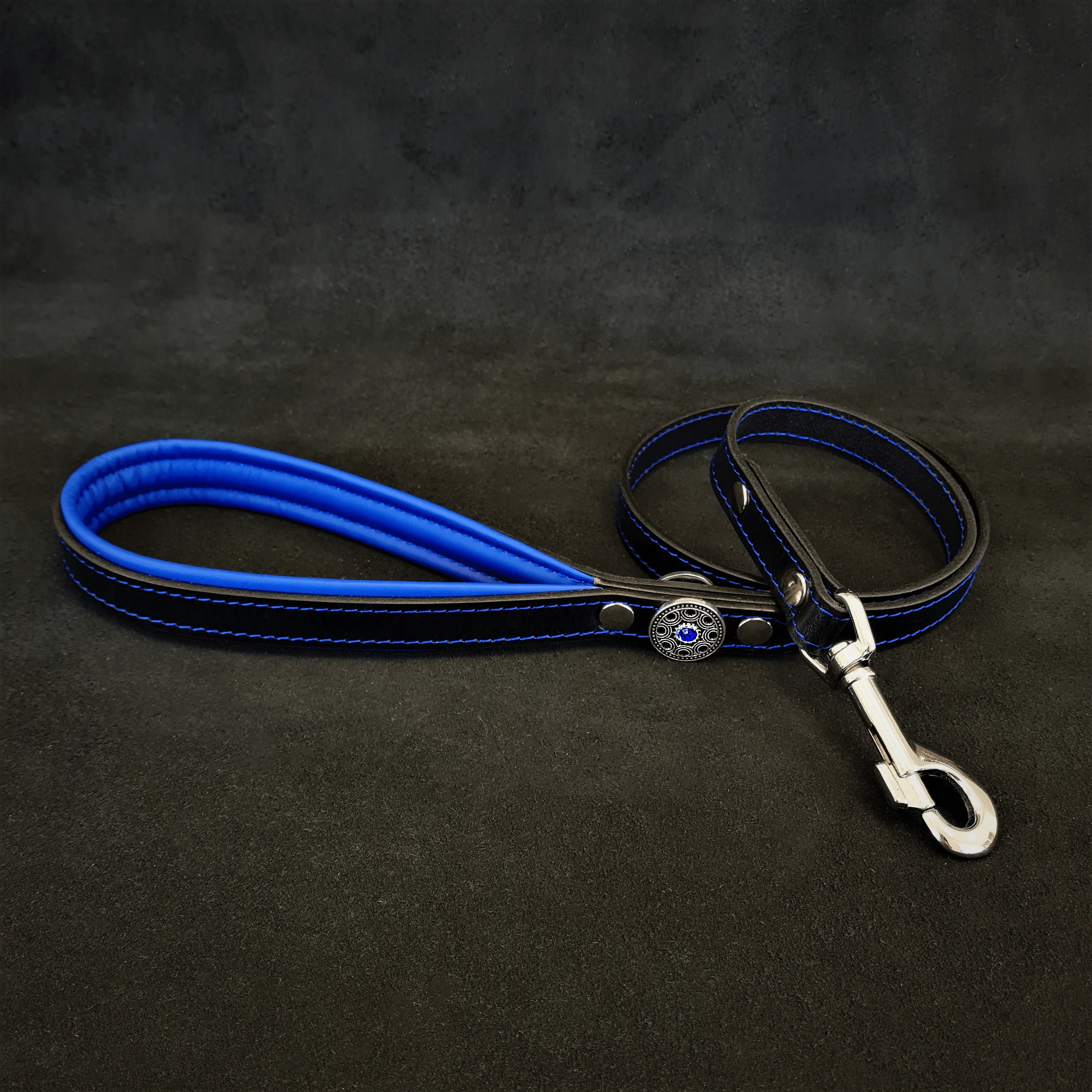 The "Bijou" Dog Harness for Small to Medium Breeds. Black & Blue - Image 2