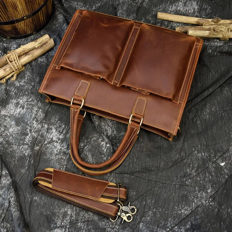 The Dagmar Leather Briefcase | Vintage Leather Messenger Bag - Image 4