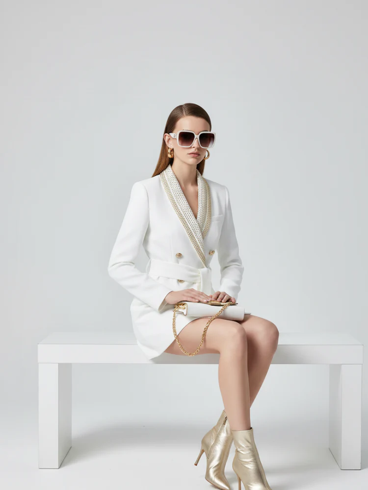 UPPER EAST SIDE Jeweled Chain Blazer Dress BYMANYC ® New York - Image 2