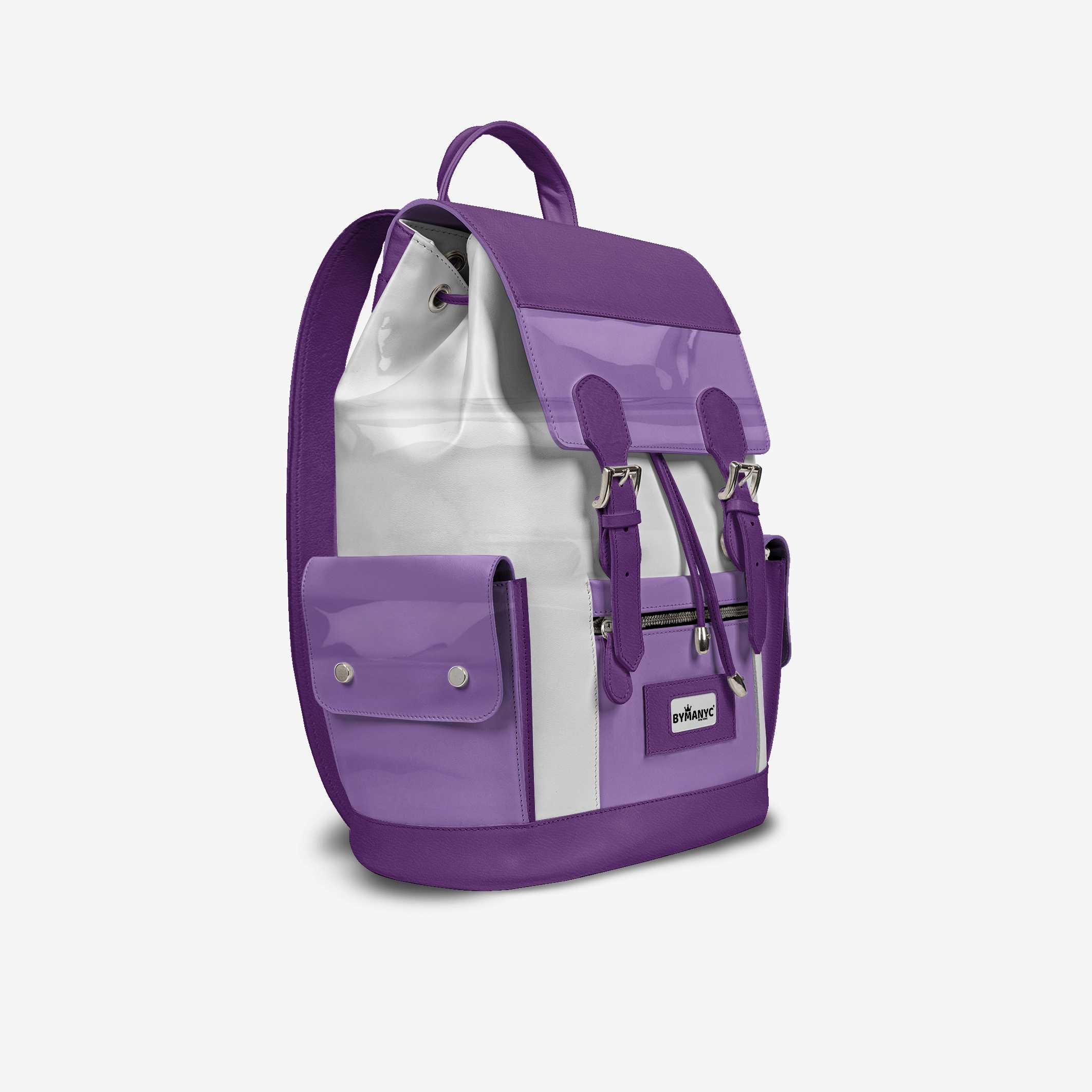 Violet & White Couture Eco Backpack – BYMANYC ® New York (Handmade in Italy) - Image 2