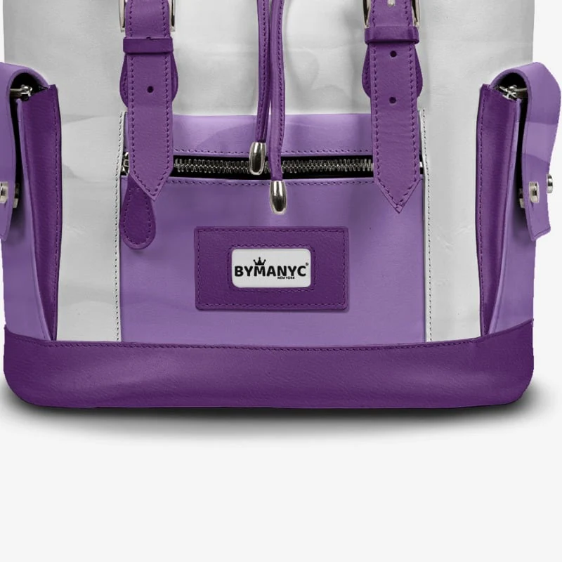 Violet & White Couture Eco Backpack – BYMANYC ® New York (Handmade in Italy) - Image 4